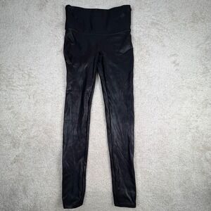 Spanx Faux Leather Leggings Black High Waisted Shine 2437 Womens Large L/G